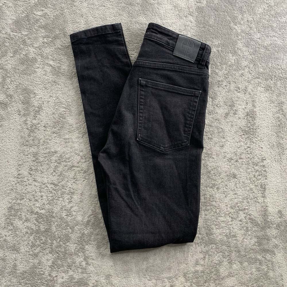 Anine Bing High Rise Skinny Jeans Womens 27x29” Black Stretch Denim Cotton Blend